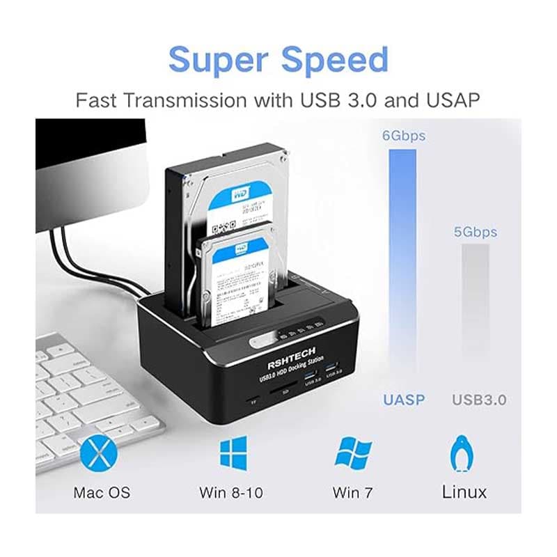 ایستگاه داک هارد دیسک USB 3.0 مدل Dual Bay برند RSHTECH — تصویر ۳