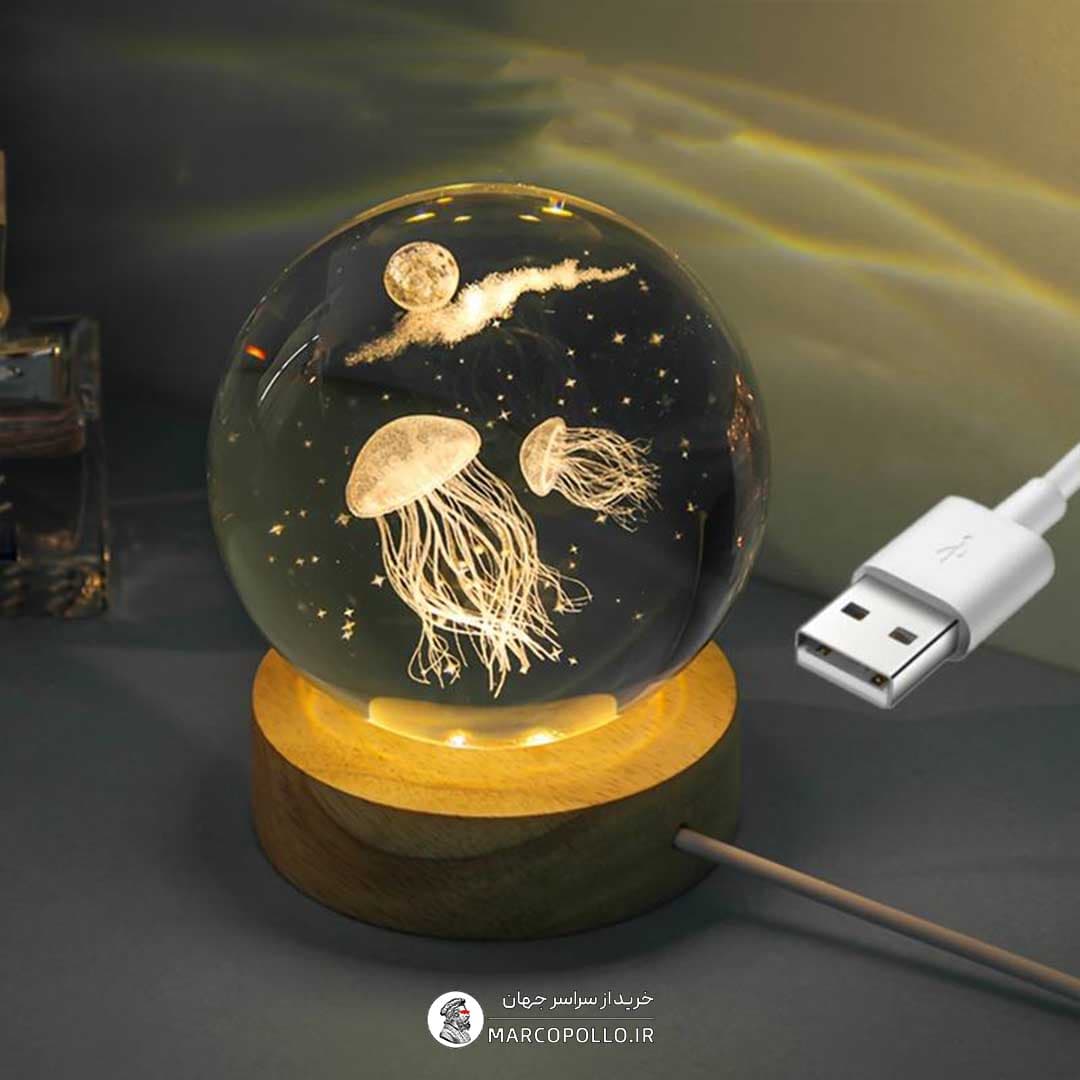 چراغ کریستالی طرح عروس دریایی سایز بزرگ — تصویر ۲