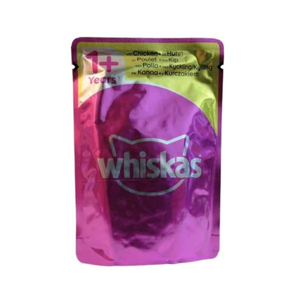 پوچ گربه با طعم مرغ 100 گرمی ویسکاس (whiskas)