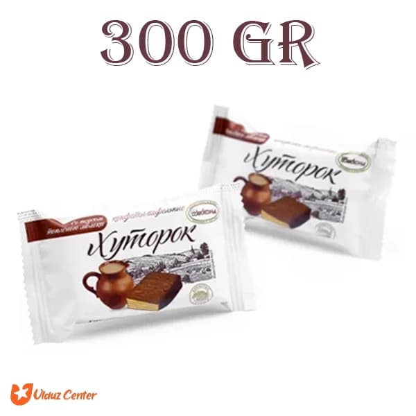 ویفر روسی آکوند مدل khutorok با روکش شکلاتی بسته 300 گرم