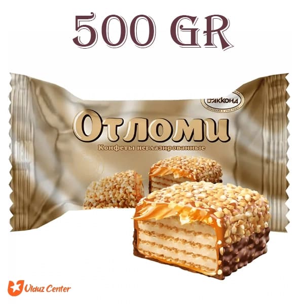 ویفر روسی اوتلومی آکوند با کرم شیری و روکش شکلات و بادام‌ زمینی (سفید) 500 گرم