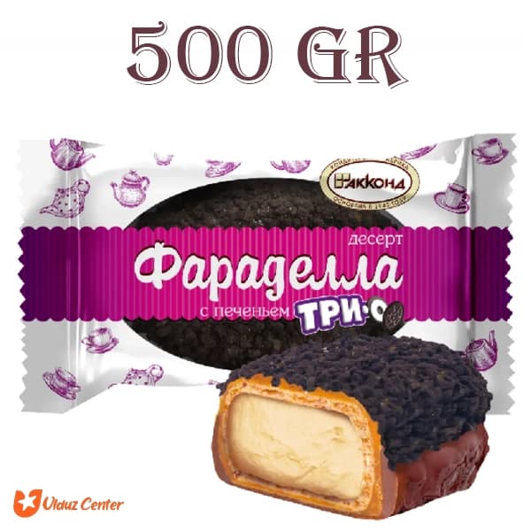 ویفر روسی آکوند مدل Faradella با مغز کرم خامه‌ای و پوشش بیسکویت 500 گرم