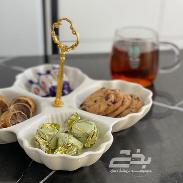 اردو خوری سرامیکی مدل 4 خانه دسته دار