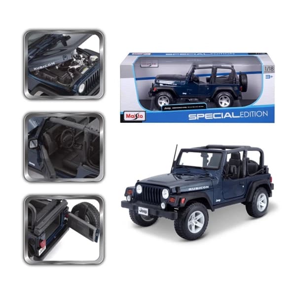 ماشین فلزی 1:18 مایستو مدل Jeep Wrangler Rubicon سرمه‌ای — تصویر ۳