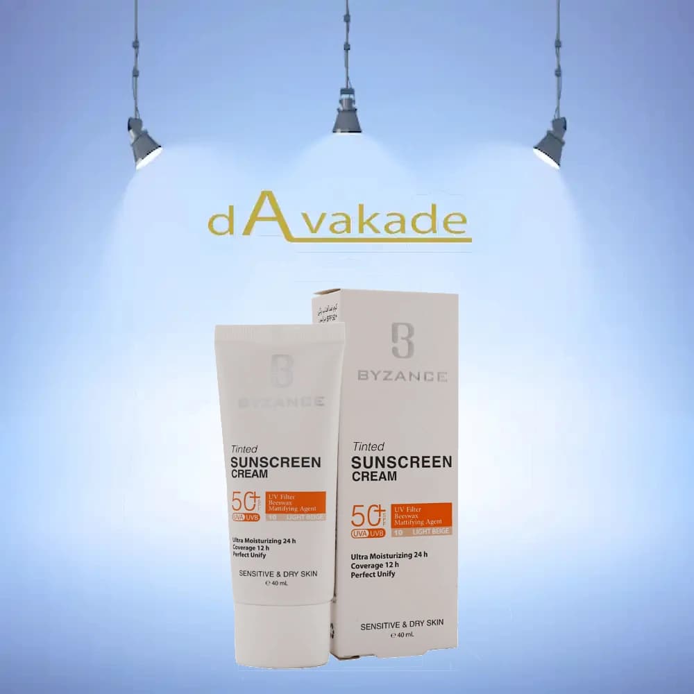 کرم ضد آفتاب پوست خشک 10 لایت بژ SPF50 بیزانس BYZANCE