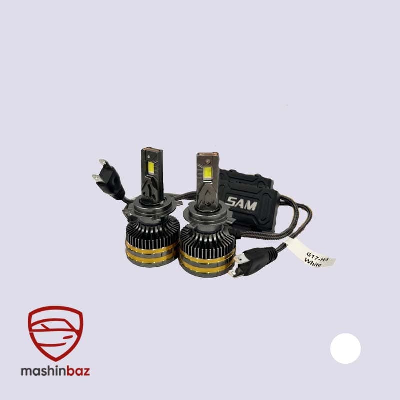 هدلایت 130وات پایه H4 سام SAM نور یخی G17 بسته ۲ عددی