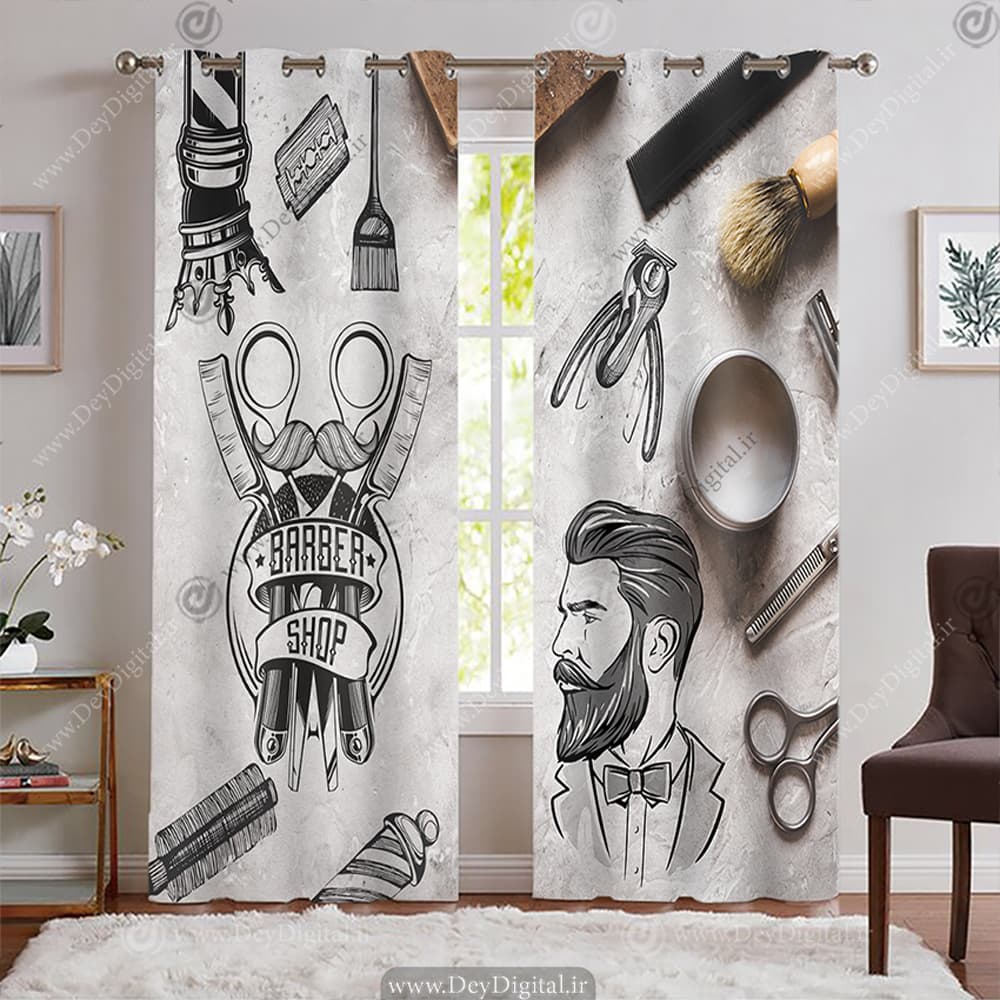 پرده پانچی سه بعدی برای آرایشگاه مردانه WA-1176-s