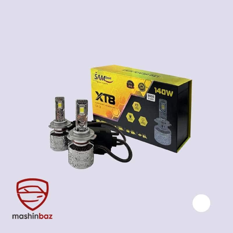 هدلایت 140 وات پایه 9005 سام SAM نور یخی XT8 بسته ۲ عددی — تصویر ۲