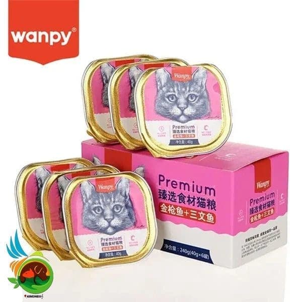 ووم گربه ونپی WANPY مدل پته با طعم ماهی تن و سالمون وزن 40 گرم
