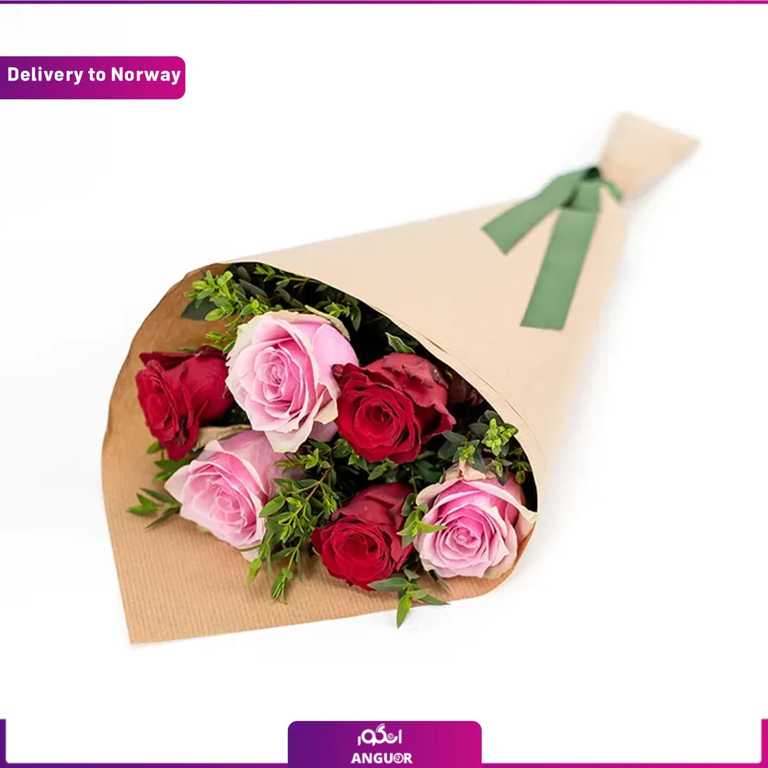 دسته گل رز دو رنگ (تحویل در نروژ)