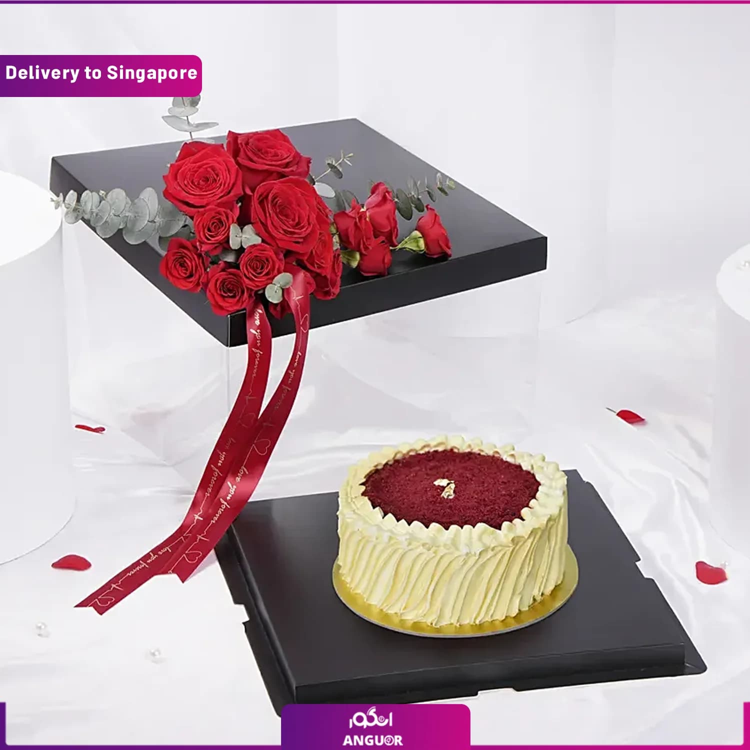 باکس کیک و گل (تحویل در سنگاپور)