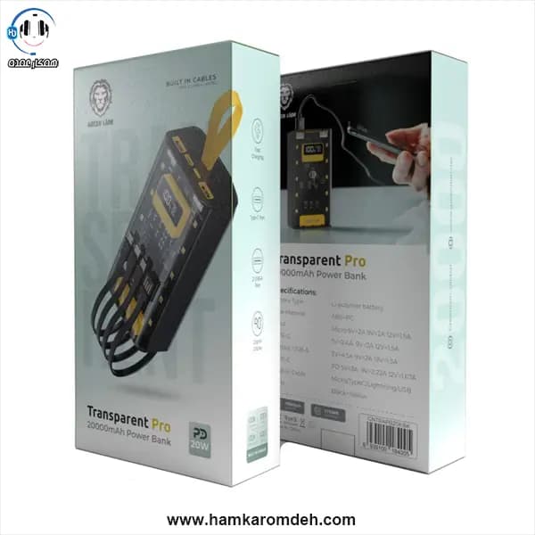 پاوربانک 20000mAh Transparent Pro گرین لاین GREEN LION — تصویر ۴