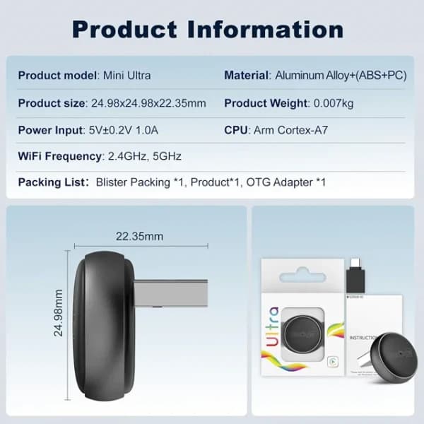 تبدیل کارپلی و اندروید اتو وایر به وایرلس MINI ULTRA 3 — تصویر ۳