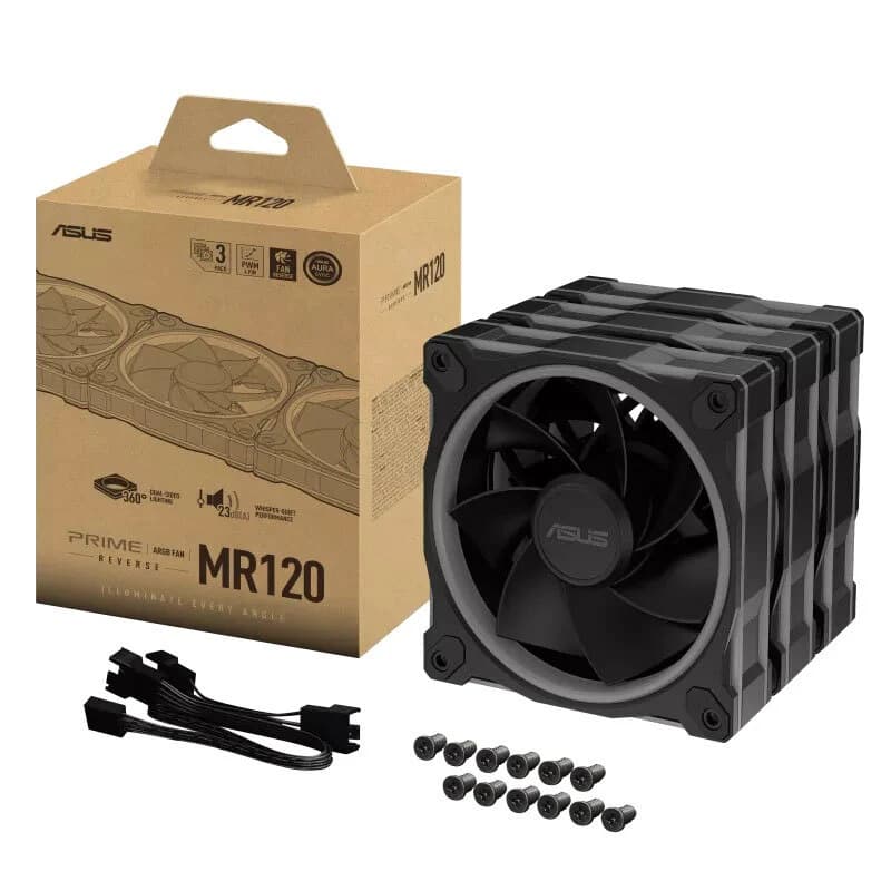فن کیس ایسوس Prime MR120 ARGB Reverse Blade سایز 120 میلی متری بسته 3 عددی — تصویر ۲
