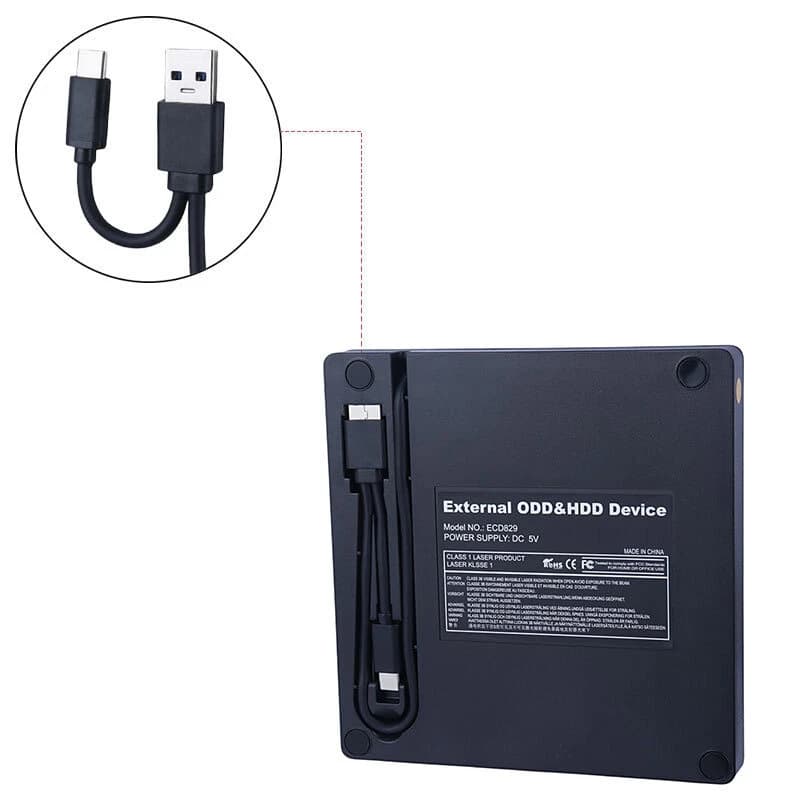 DVD رایتر اکسترنال اولترا تین Ultra Thin ECD829 Type-C / USB3.0 کد 1 — تصویر ۶