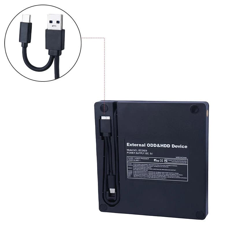 DVD رایتر اکسترنال اولترا تین Ultra Thin ECD829 Type-C / USB3.0 — تصویر ۶