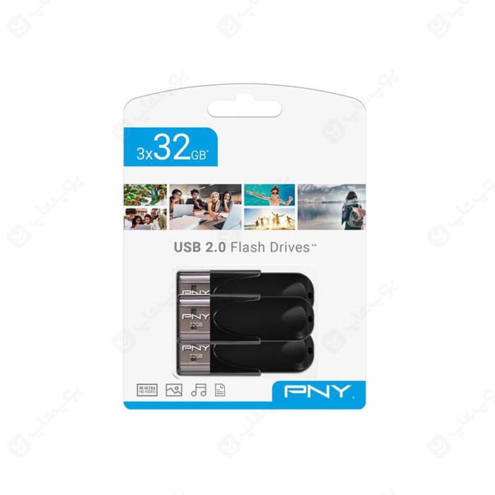 فلش مموری PNY مدل FD32GATT4KKKX3-EF USB2.0 ATTACHE4 با ظرفیت 32 گیگابایت پک سه تایی — تصویر ۲