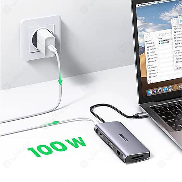 هاب 10 پورت Type-C به USB3.0 ،LAN ،VGA ،HDMI ،AUX ،SD ،TF و PD یوگرین مدل CM179 — تصویر ۷