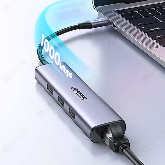 هاب 4 پورت Type C به USB 3.0 با پورت LAN یوگرین CM475 — تصویر ۴