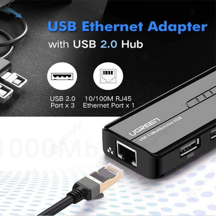 هاب 3 پورت USB 3.0 با پورت LAN یوگرین مدل 20265 — تصویر ۵