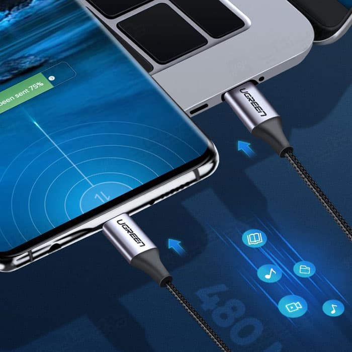 کابل شارژ 60W تایپ C به تایپ C یوگرین مدل US261 به طول 1 متر — تصویر ۵