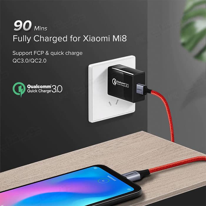 کابل شارژ USB به تایپ C یوگرین مدل US292 به طول 1 متر — تصویر ۴