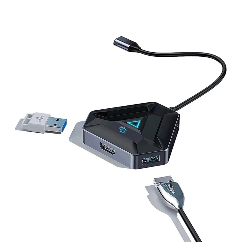 هاب گیمینگ 6 پورت پرودو PORODO 6IN1 4K HDMI USB-C HUB PDX529 توان 100 وات — تصویر ۳