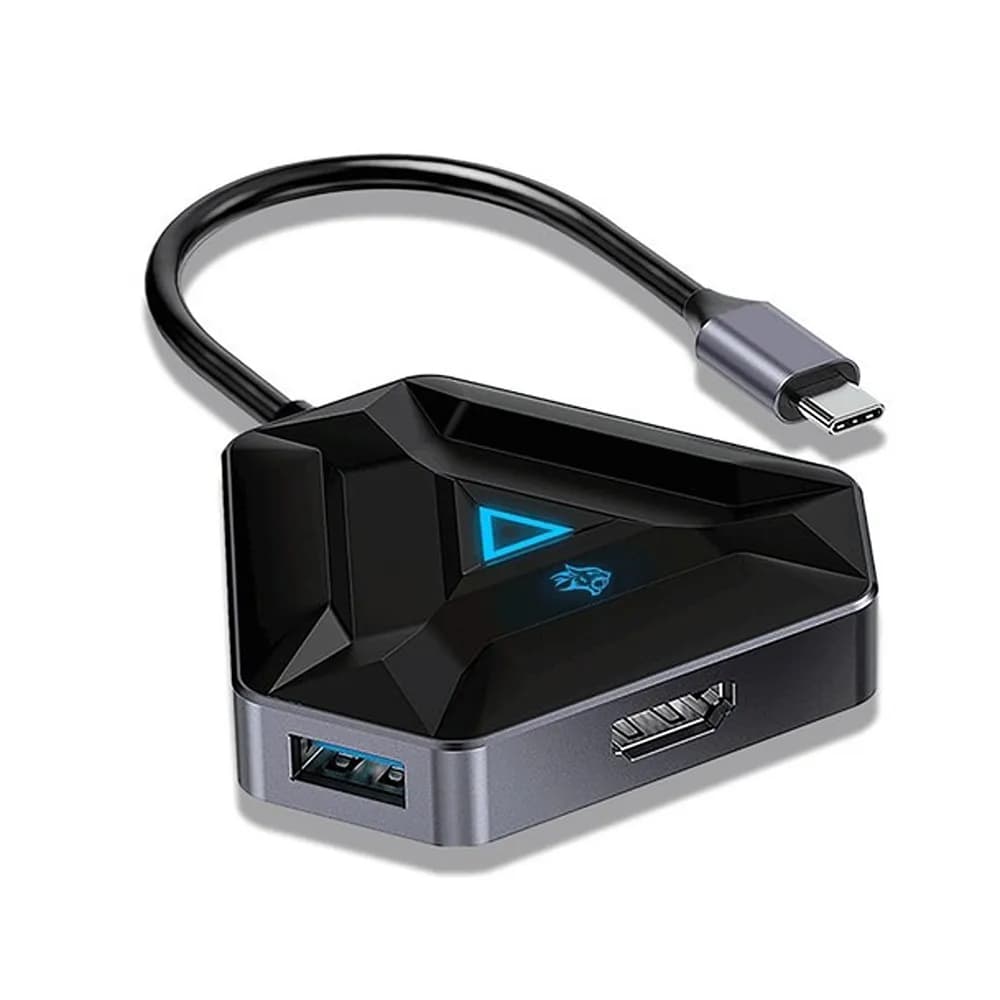 هاب گیمینگ 6 پورت پرودو PORODO 6IN1 4K HDMI USB-C HUB PDX529 توان 100 وات