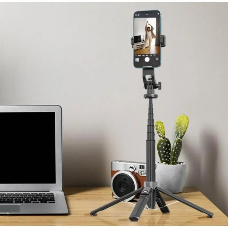 مونوپاد و سه پایه شاتر دار پرودو PORODO DUAL LIGHTING SELFIE STICK PD-SLSTL دارای چراغ جداشونده — تصویر ۳