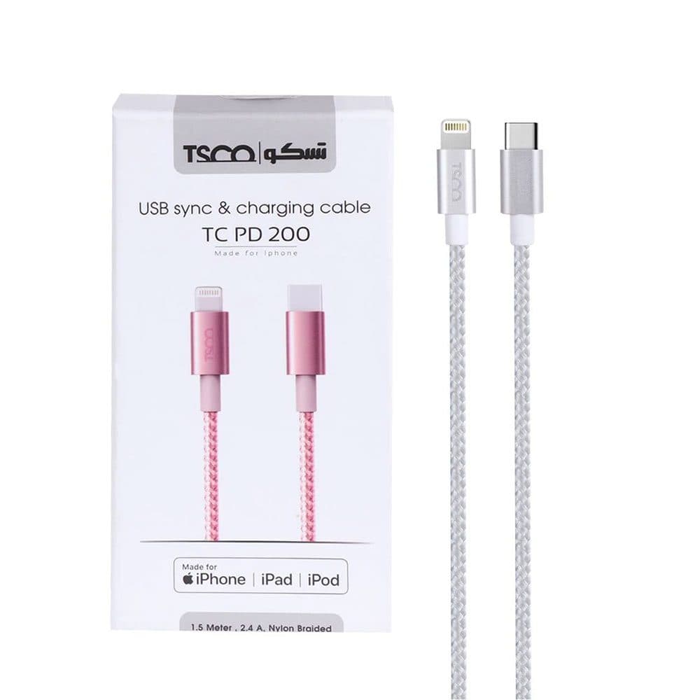 کابل شارژ و انتقال داده ها USB TAype C به لایتنینگ تسکو مدل TC PD200 طول 1 متر