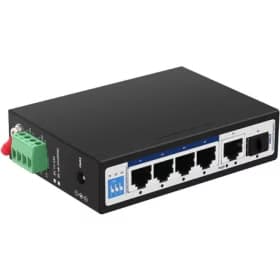 سوئیچ شبکه PoE صنعتی دارای ۴ پورت و ۱ پورت آپلینک و ۱ پورت SFP گیگ پهنای باند Gbps۱۲ اچ ار یو ای HRUI HR500-AFG-411S — تصویر ۲