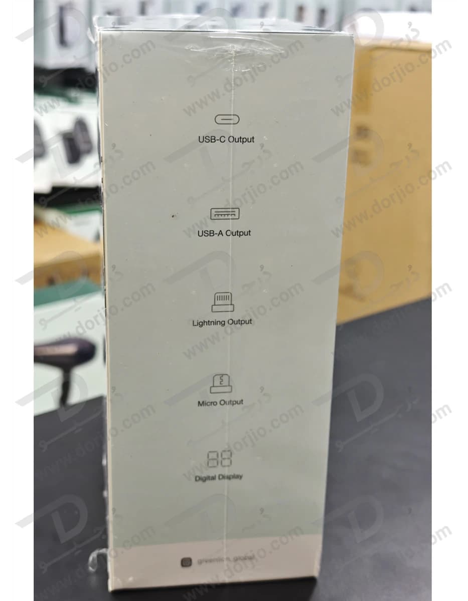 پاور بانک 80000 میلی آمپر Solar Max با 4 کابل شارژ متصل و پنل شارژ خورشیدی برند Green Lion — تصویر ۶
