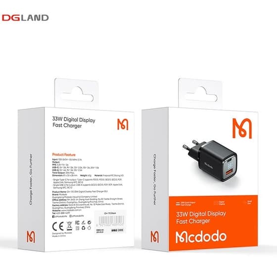 شارژر دیواری مک دودو مدل CH-1701 ظرفیت ۳۳ وات با ۲ پورت USB Type-C — تصویر ۲