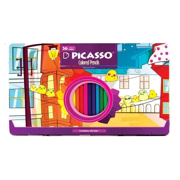 مداد رنگی 36 رنگ پیکاسو (Picasso) جعبه فلزی