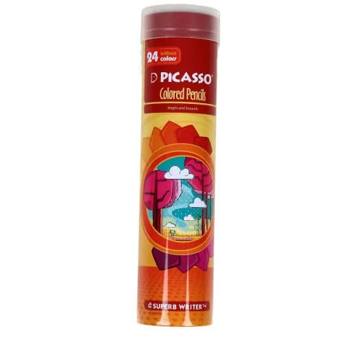 مداد رنگی 24 رنگ پیکاسو (Picasso) جعبه فلزی استوانه ای