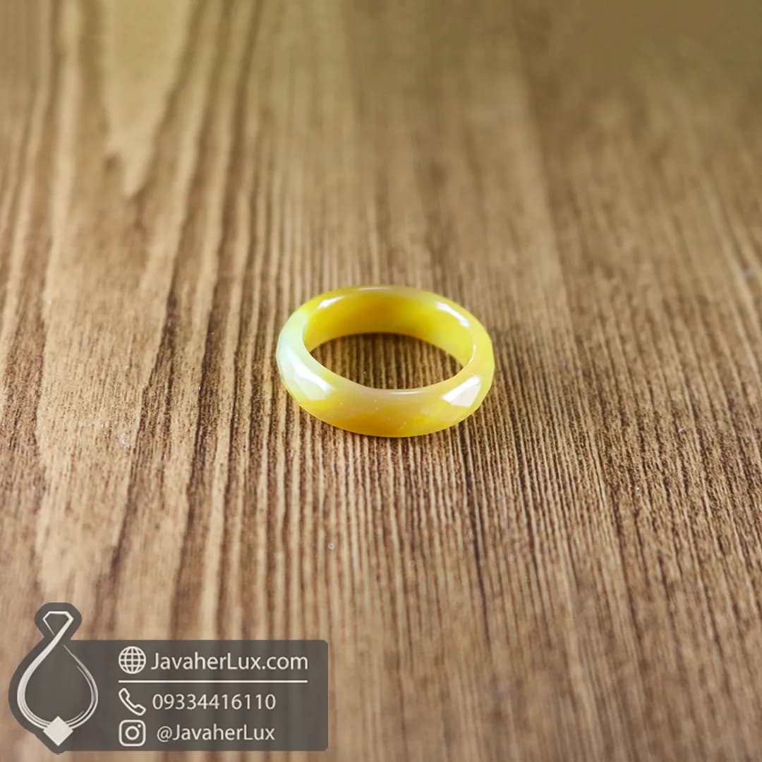 حلقه سنگی عقیق زرد تراش جواهری _ کد 400044 — تصویر ۳