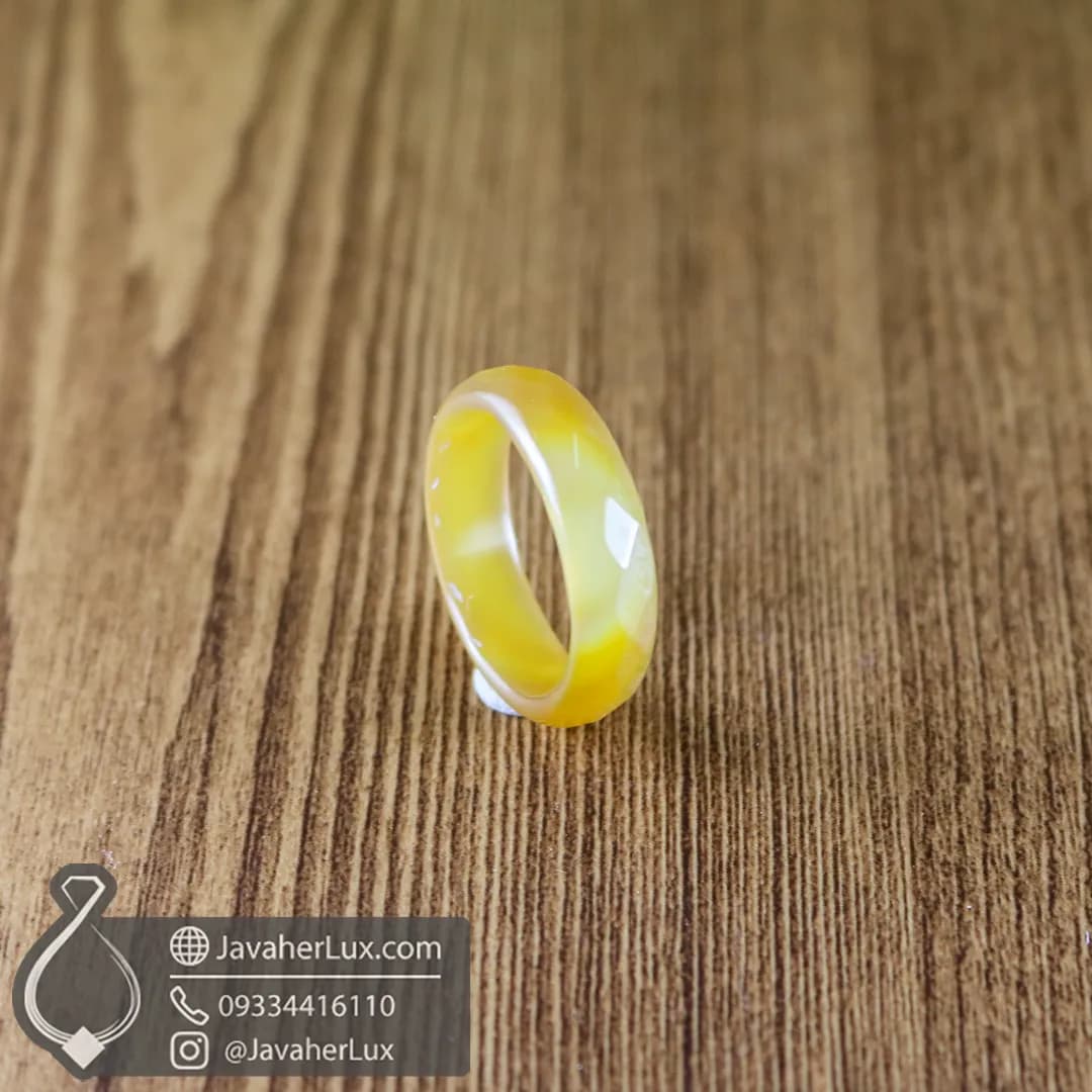 حلقه سنگی عقیق زرد تراش جواهری _ کد 400044 — تصویر ۸