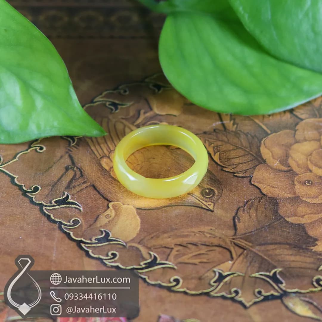 حلقه سنگی عقیق زرد تراش جواهری _ کد 400044 — تصویر ۵