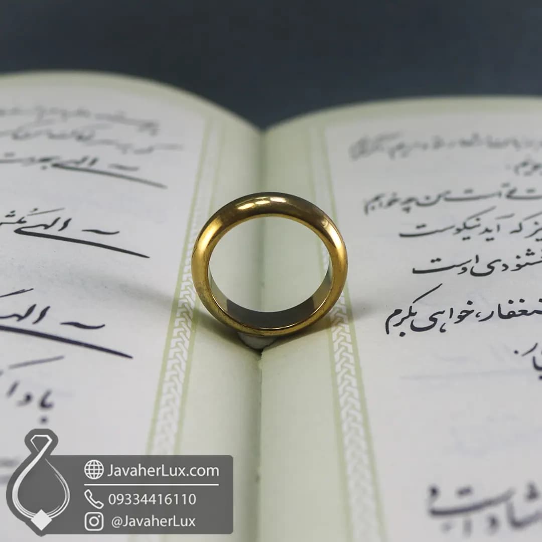 حلقه حدید طلایی رینگی ساده مدل آوینو _ کد : 400043 — تصویر ۷