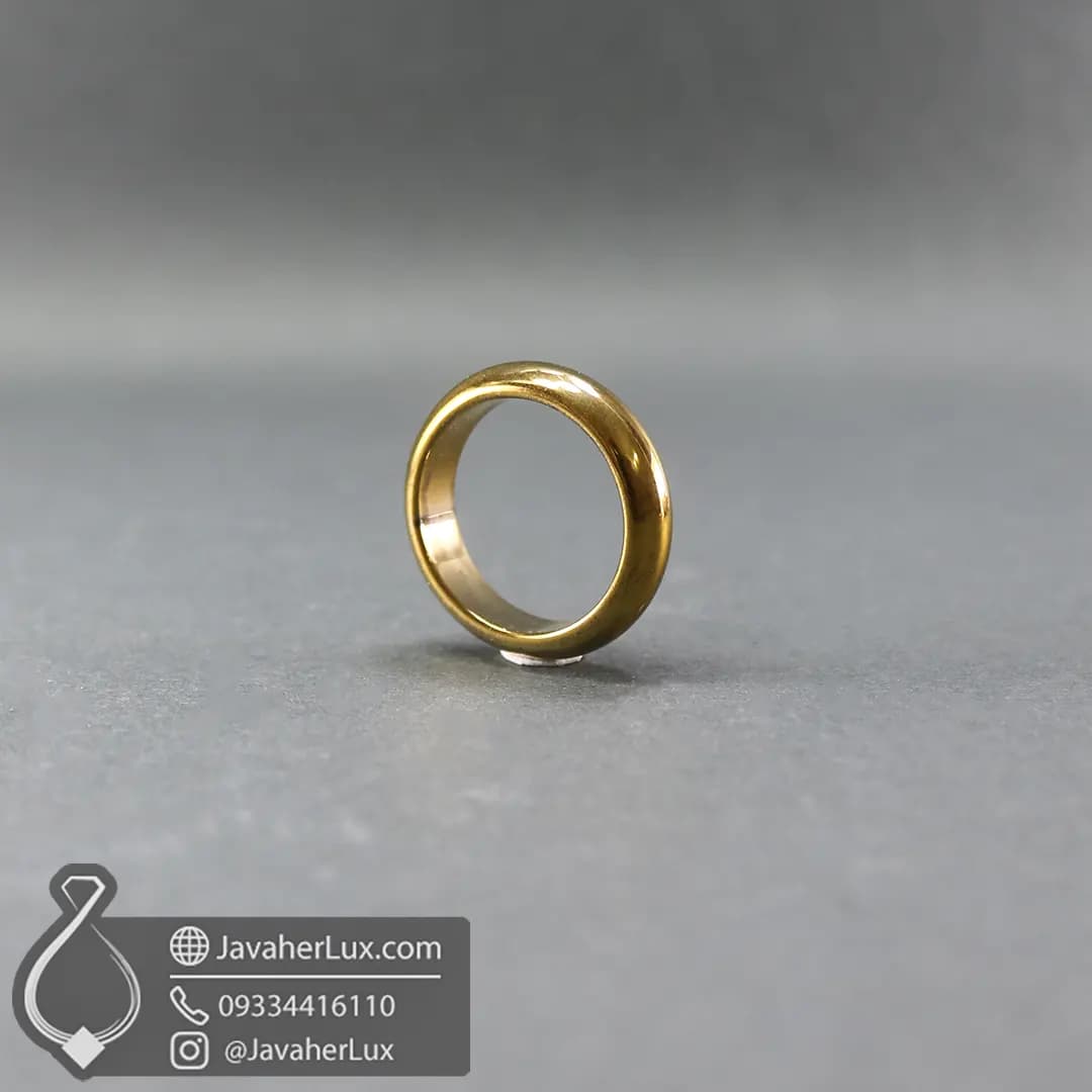 حلقه حدید طلایی رینگی ساده مدل آوینو _ کد : 400043 — تصویر ۸