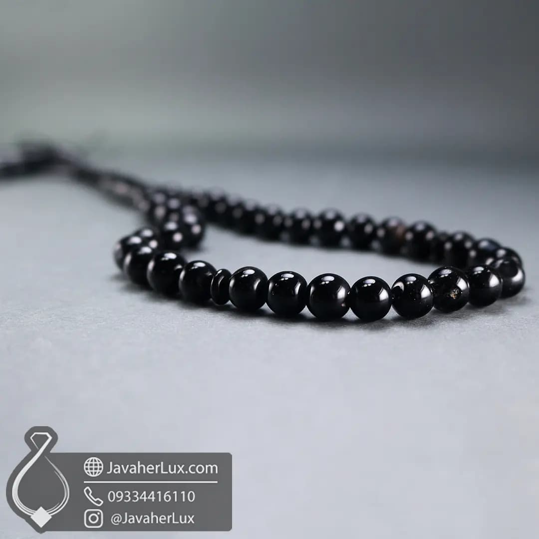 تسبیح عقیق سیاه 33 دانه ای _ کد : 500024 — تصویر ۲