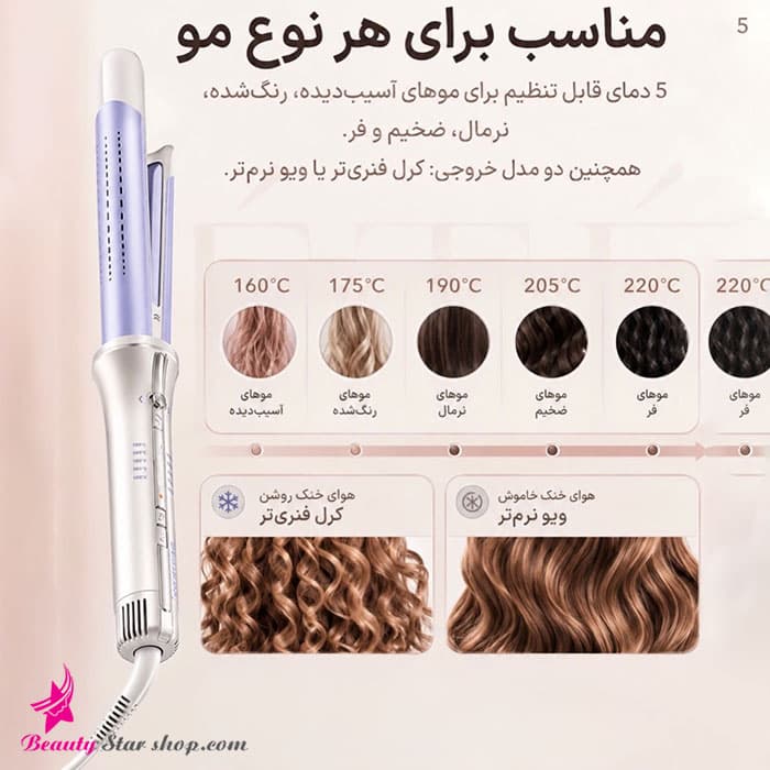 فر کننده مو چرخشی شیگلم با جریان هوا مدل One Touch Airflow Styler Pro سایز 32 میلی متر — تصویر ۴