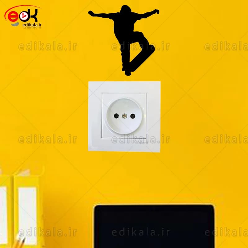استیکر کلید پریز برجسته طرح پری آدمک اسکیت سوار شماره 1 در جنس های مختلف انتخابی+فایل کورل — تصویر ۳