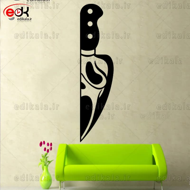آینه دکوراتیو طرح چاقو هالووینی شماره 2 در پنج رنگ و ابعاد انتخابی+فایل کورل — تصویر ۳