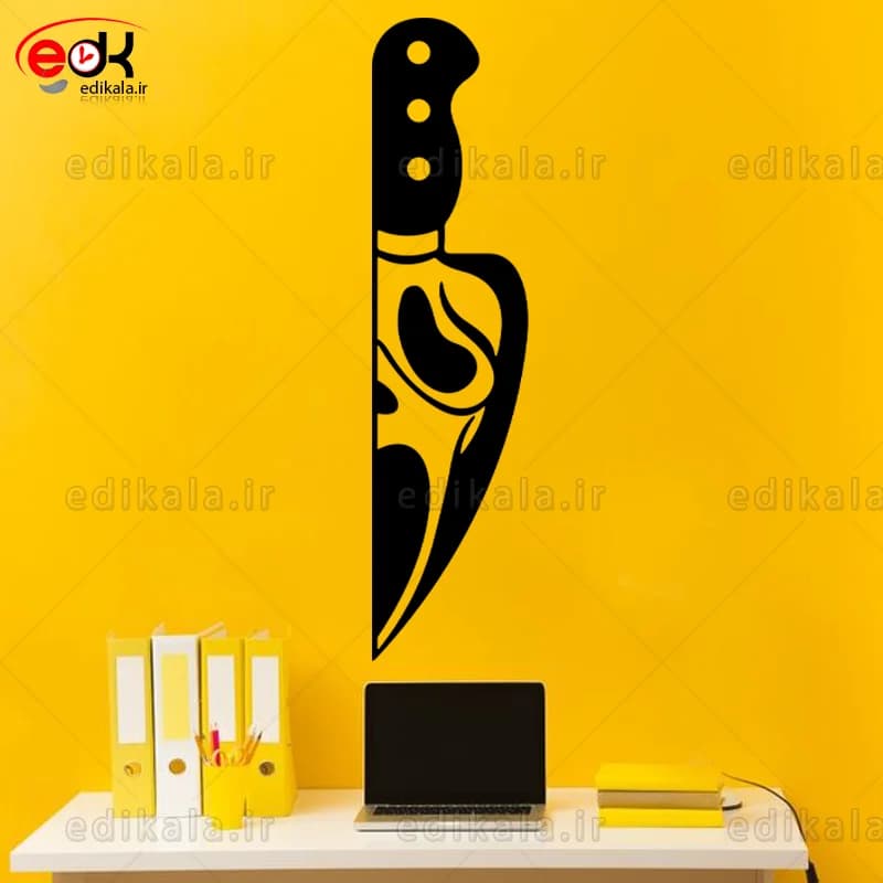 آینه دکوراتیو طرح چاقو هالووینی شماره 2 در پنج رنگ و ابعاد انتخابی+فایل کورل — تصویر ۲