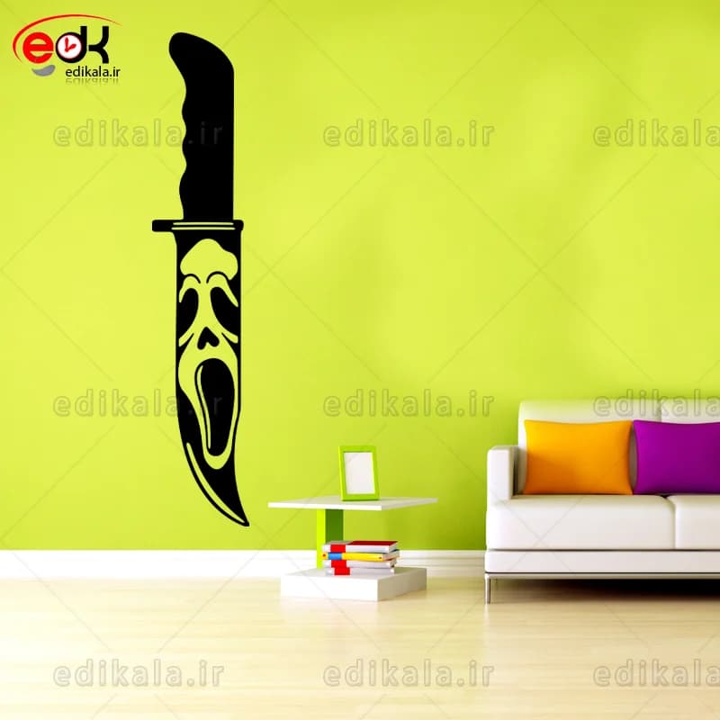 آینه دکوراتیو طرح چاقو هالووینی شماره 1 در پنج رنگ و ابعاد انتخابی+فایل کورل — تصویر ۲