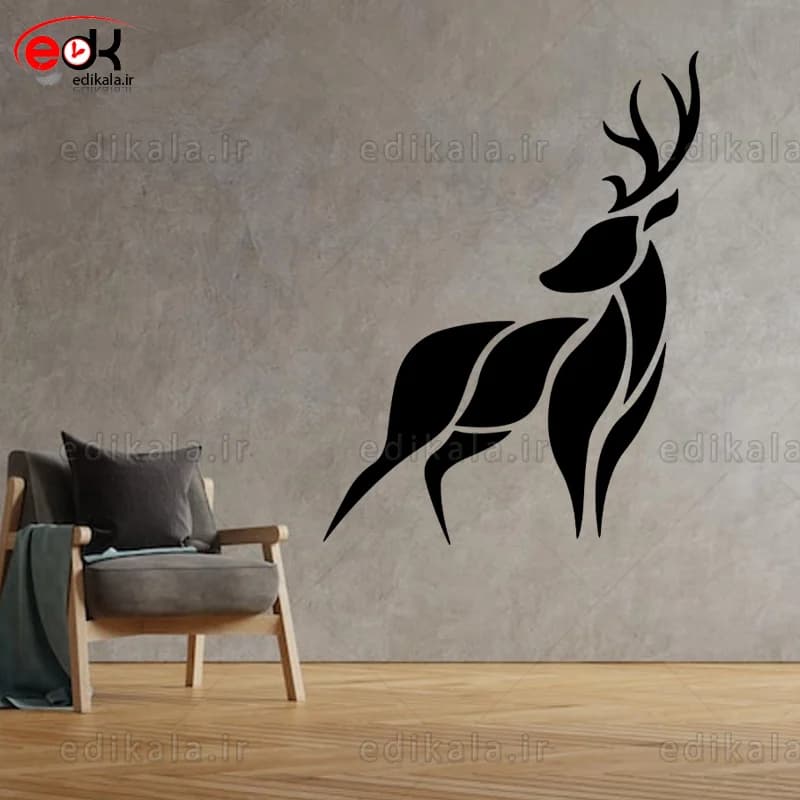 آینه دکوراتیو طرح گوزن شماره 2 در پنج رنگ و ابعاد انتخابی+فایل کورل — تصویر ۲