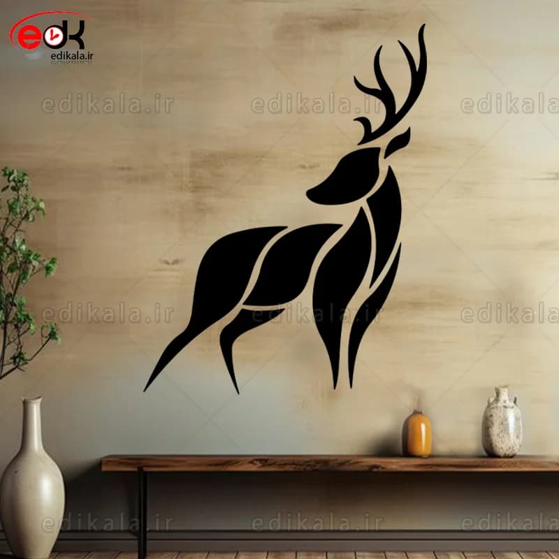 آینه دکوراتیو طرح گوزن شماره 2 در پنج رنگ و ابعاد انتخابی+فایل کورل