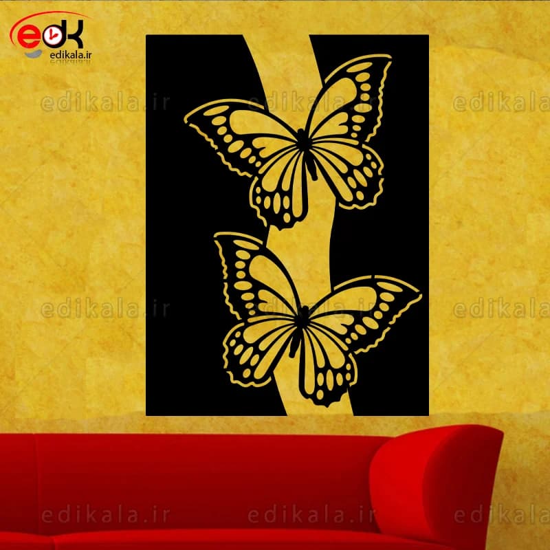 آینه دکوراتیو طرح پروانه شماره 2 در پنج رنگ و ابعاد انتخابی+فایل کورل