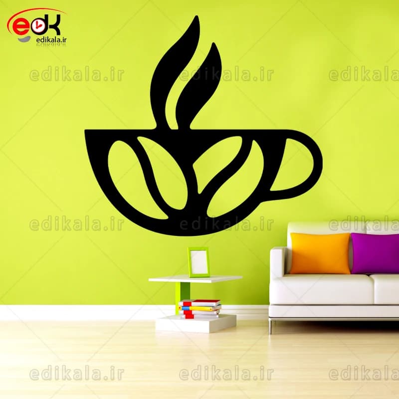 آینه دکوراتیو طرح فنجان قهوه شماره 9 در پنج رنگ و ابعاد انتخابی+فایل کورل — تصویر ۲